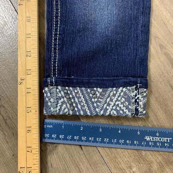 Faded Glory Girls Capri Jeans Size 10 Embroidered Cuffed Low Rise W26 x L15 - Picture 5 of 8
